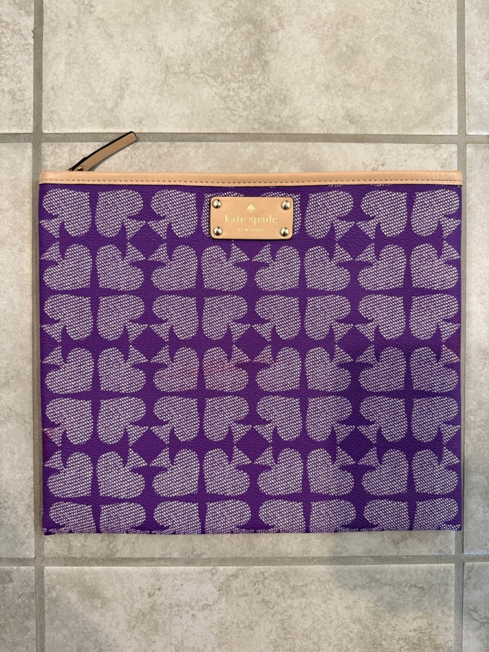 kate spade Purple Adrianne Ace of Hearts iPad Pouch Clutch